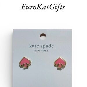 NEW Kate Spade Gold and Pink Heart Spade shape Studs NWT Dust Bag included.